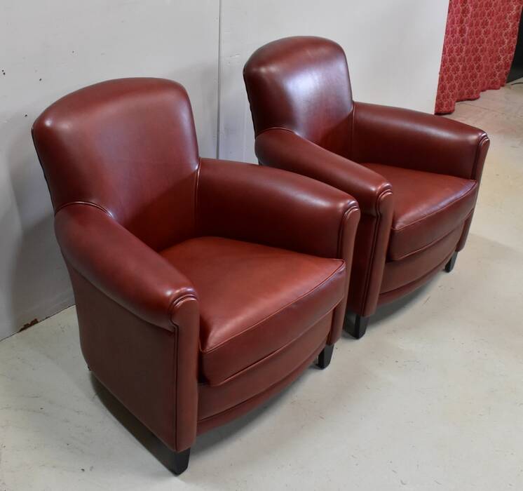 Pair of Small Club Armchairs in Sheepskin - Reproduction