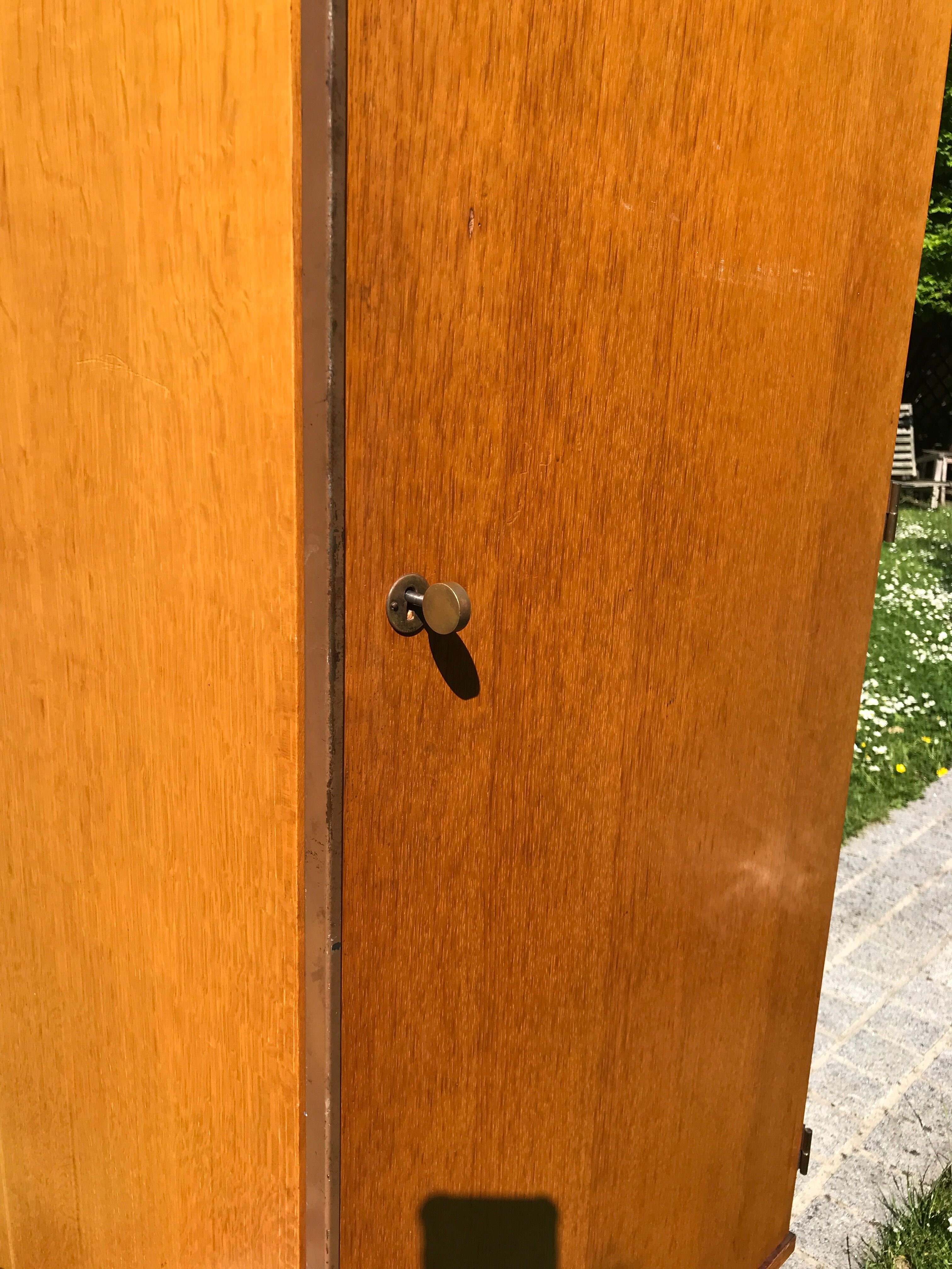 Vintage wardrobe 1960 blond wood and metal feet