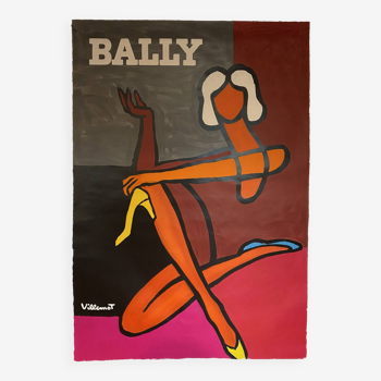 Bally Femme Poster by BERNARD VILLEMOT - Large Format - Signed by the artist - On linen