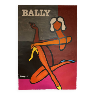Affiche Bally Femme par BERNARD VILLEMOT - Grand Format - Signé par l'artiste - On linen