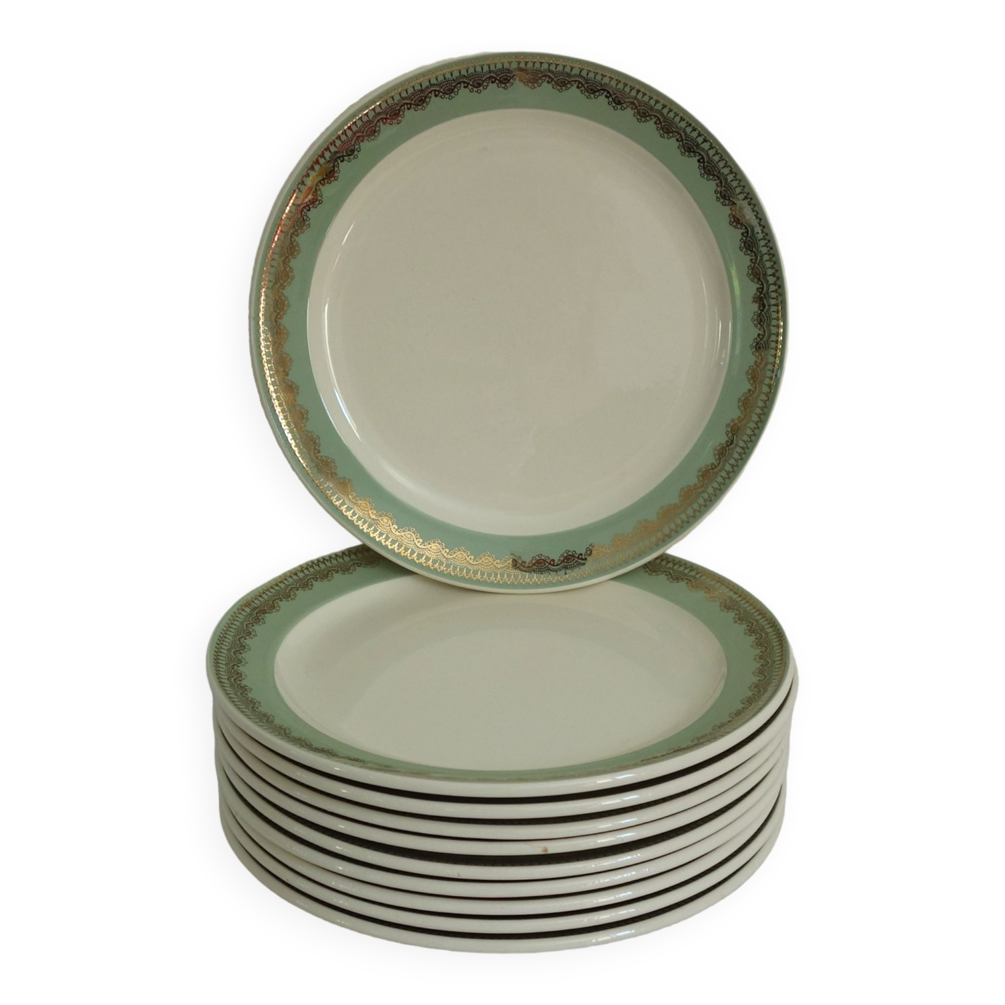 Set of 10 flat plates Villeroy and Boch, vintage Mettlach