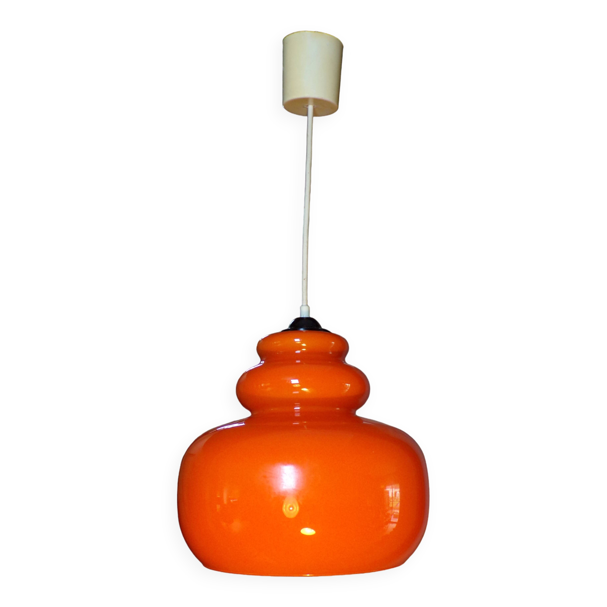 1970 orange opaline pendant light