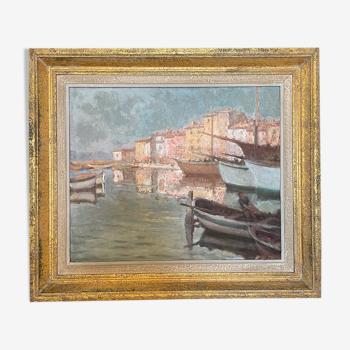 Tableau Port de Saint Tropez 1939 Hippolyte Lety