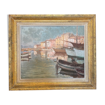 Tableau Port de Saint Tropez 1939 Hippolyte Lety