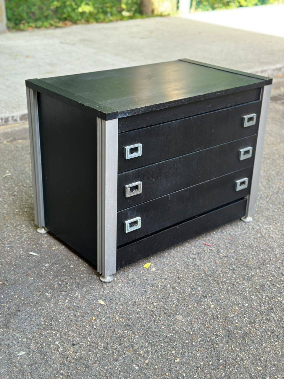 Commode industrielle noire et grise, années 80