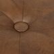 Pouf rond vintage en bois et cuir skaï marron patchwork années 60