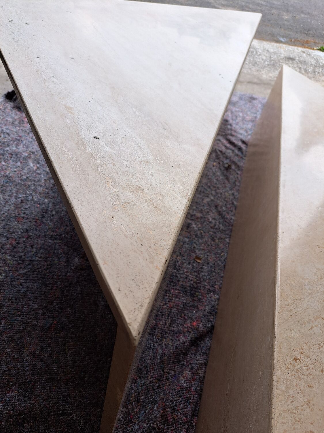 Travertine coffee table.