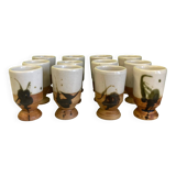Colombe pottery 12 glazed stoneware cups by Madeleine Brault