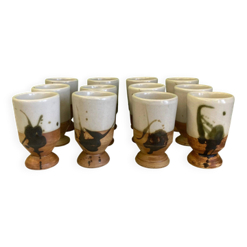 Colombe pottery 12 stoneware mugs by Madeleine Brault