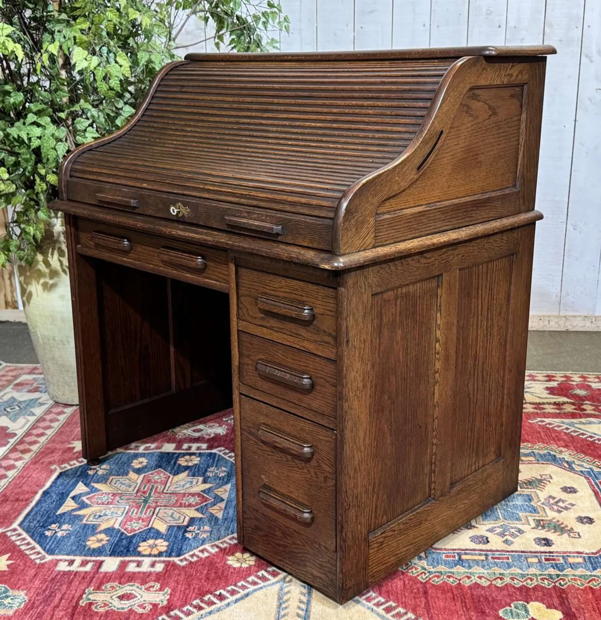 Bureau à cylindre en chêne