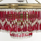 Lustre perlé du milieu du siècle par Jablonec Glassworks, Tchécoslovaquie