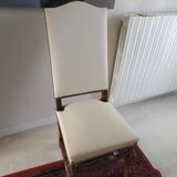 Set of 6 sheep bone chairs and 1 matching ottoman