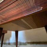 Pair of varnished bedside tables in vintage rosewood veneer 1950