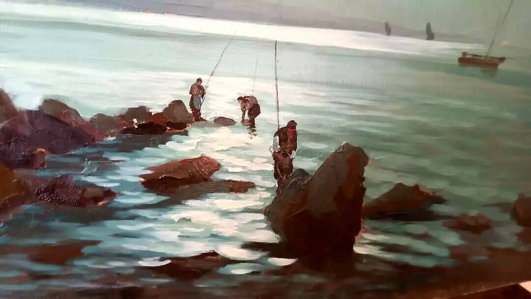 Oil painting on marine plywood from the 1930s g.piccinni (the beach of