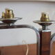 Pair of Art Deco rosewood chandelier table lamp