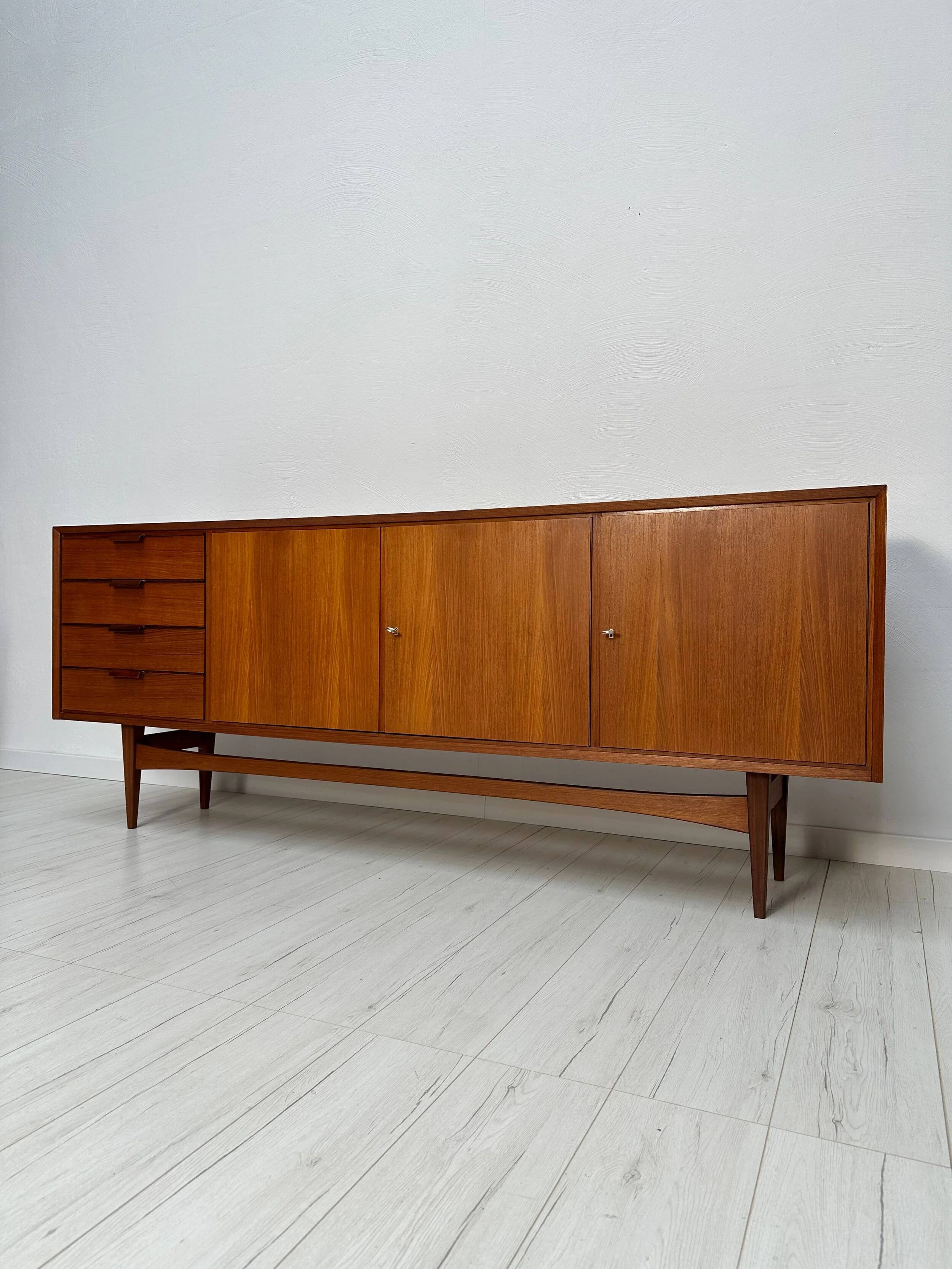 1960s Vintage Large Minimalistic Mid-Century Teak Sideboard