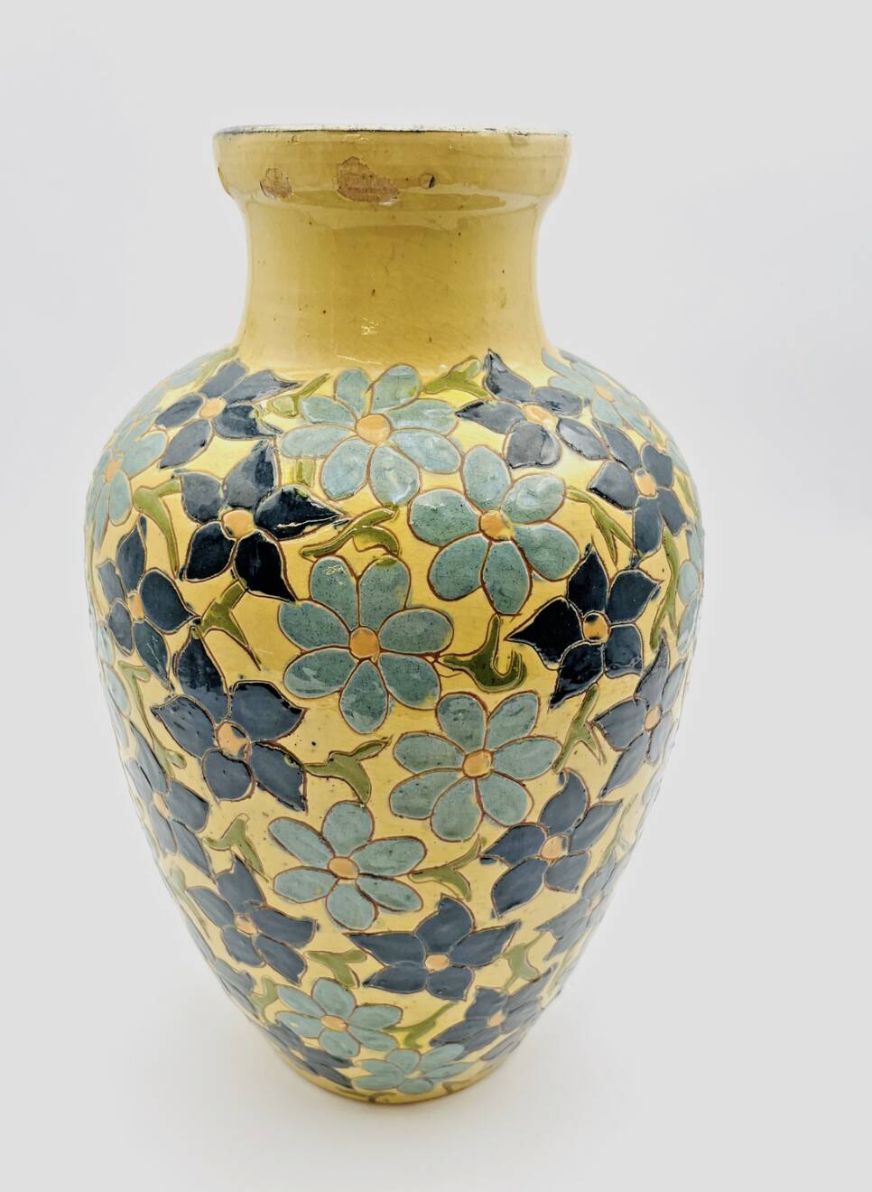 Glazed Savoyard pottery vase – floral decoration