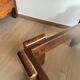 Square coffee table in solid wood and smoked glass – 70s