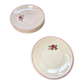 11 assiettes plates vintage années  40, motif à fleurs
