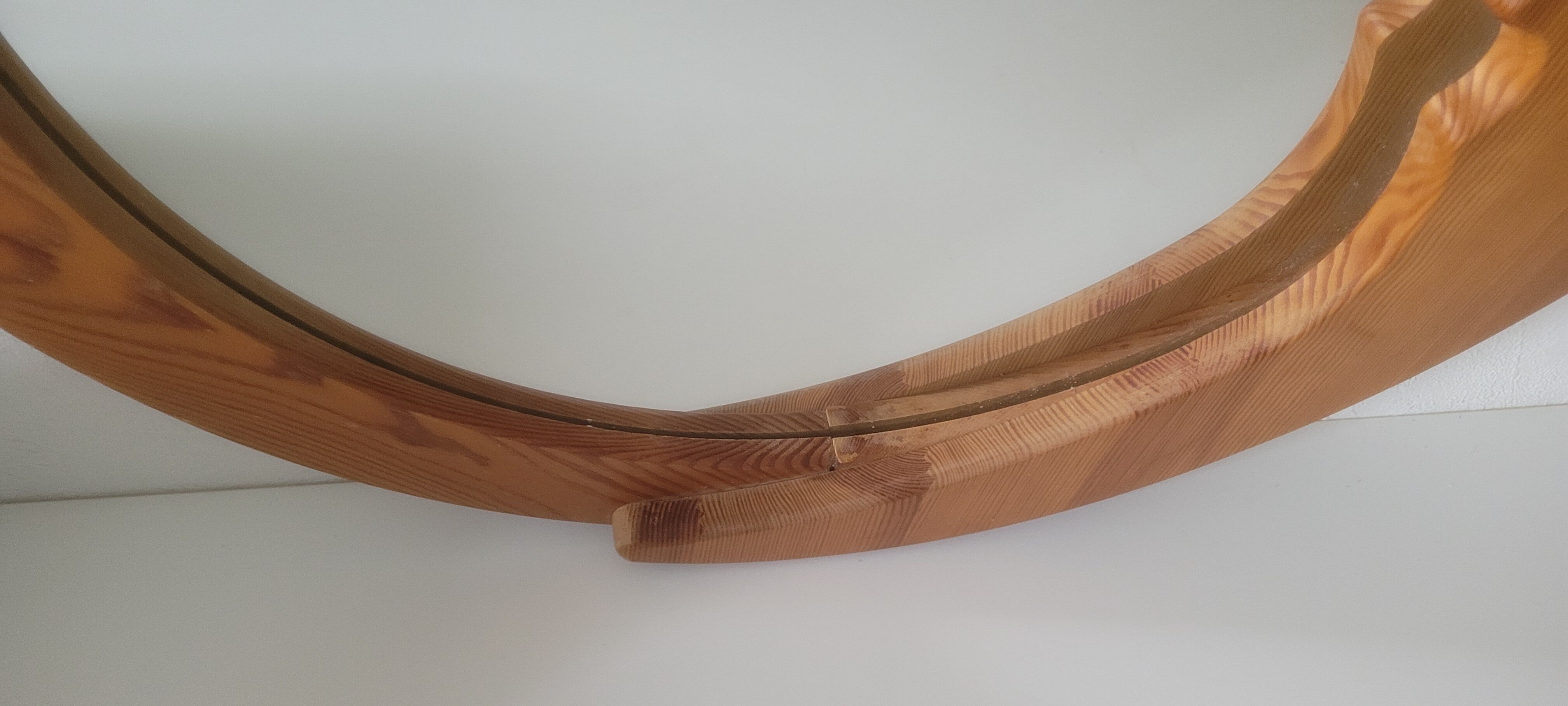 Miroir rond en pin forme lune