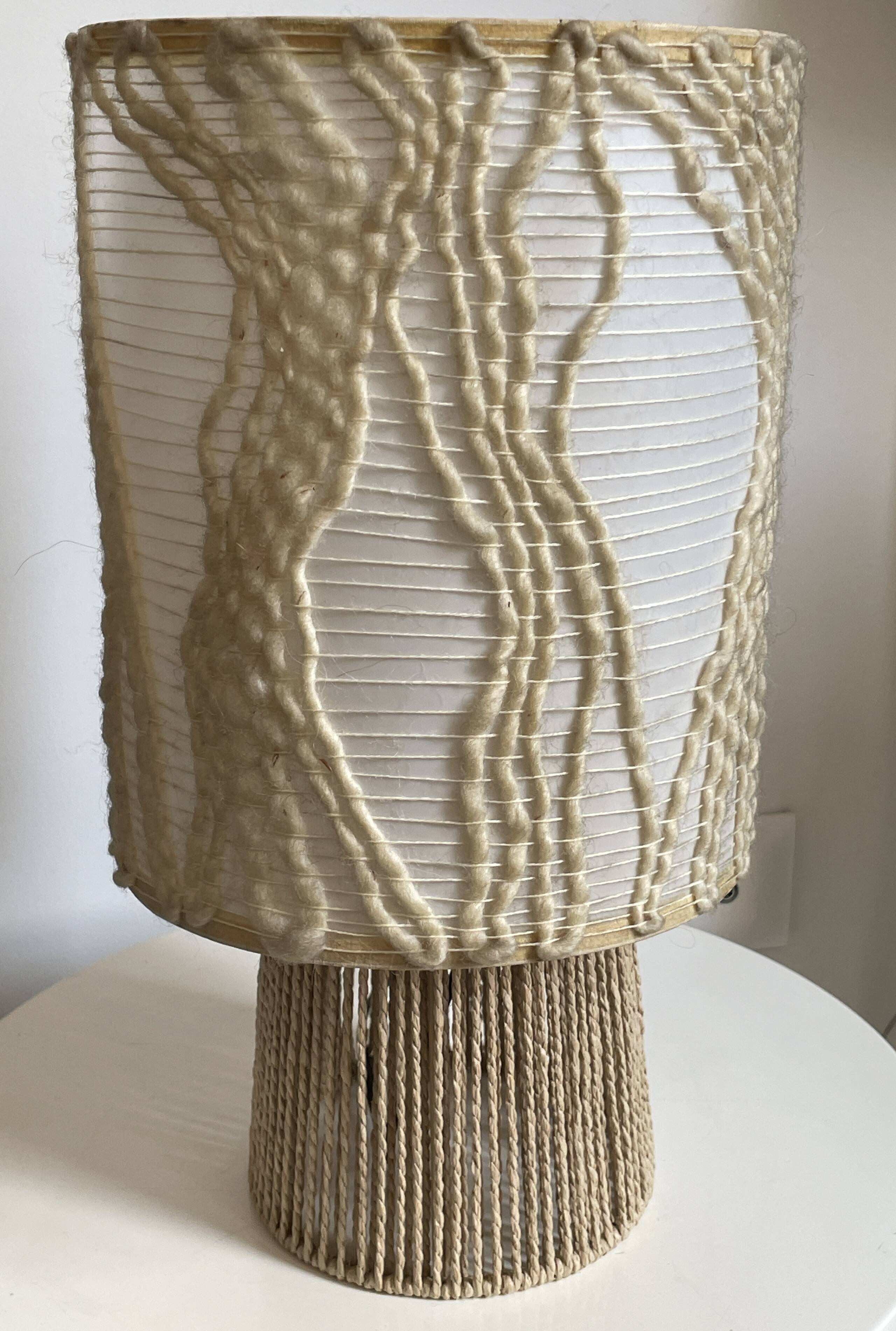 Bohemian table lamp, handcrafted lampshade signed Atelier Marmotte.
