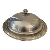 Plat de service et sa cloche en metal argenté