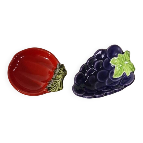 Deux coupelles en forme de fruits vintage