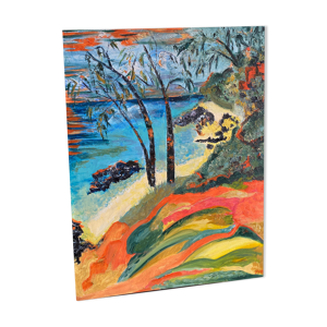 Paysage exotique signé