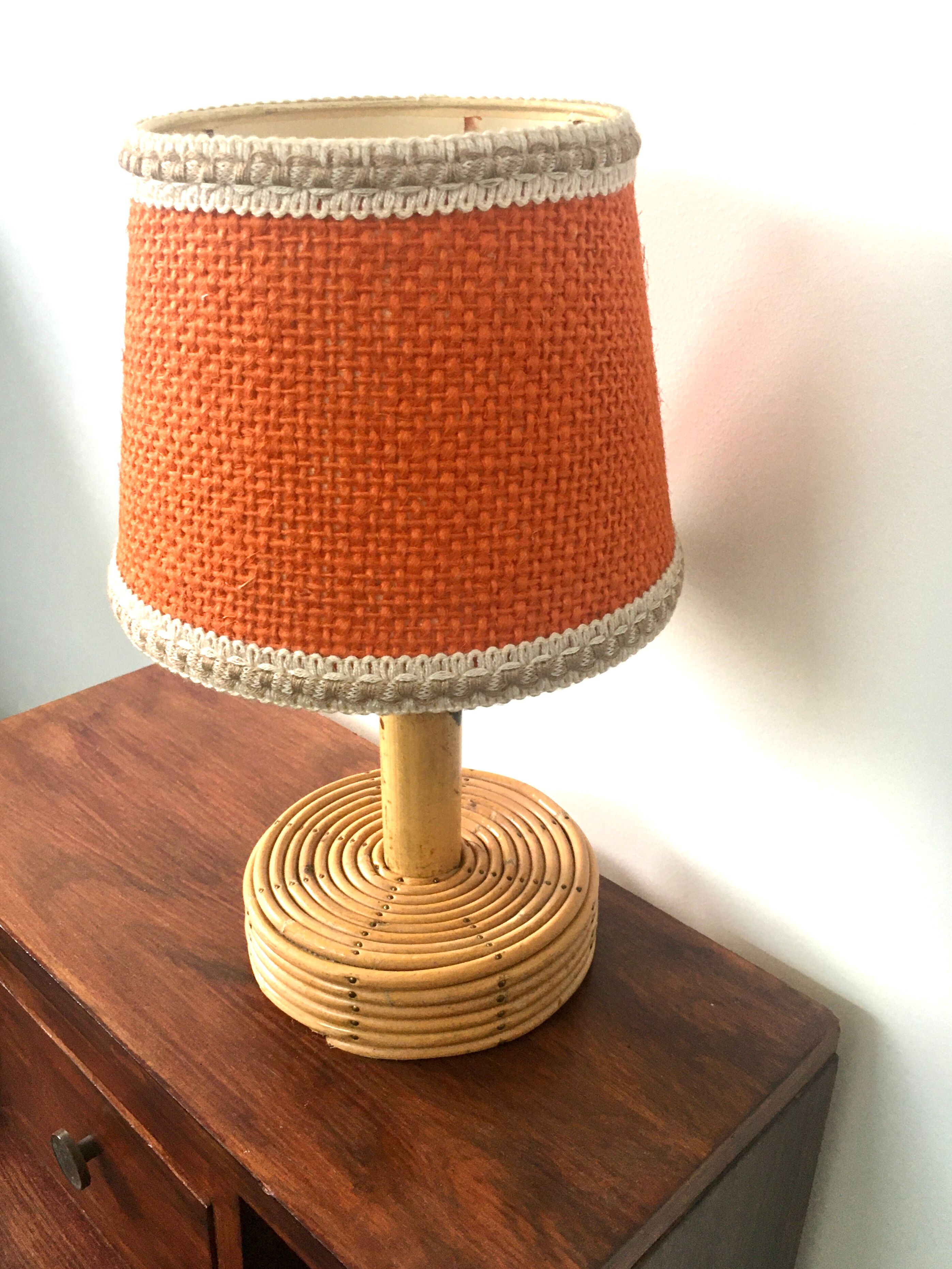 Vintage natural rattan lamp 60s