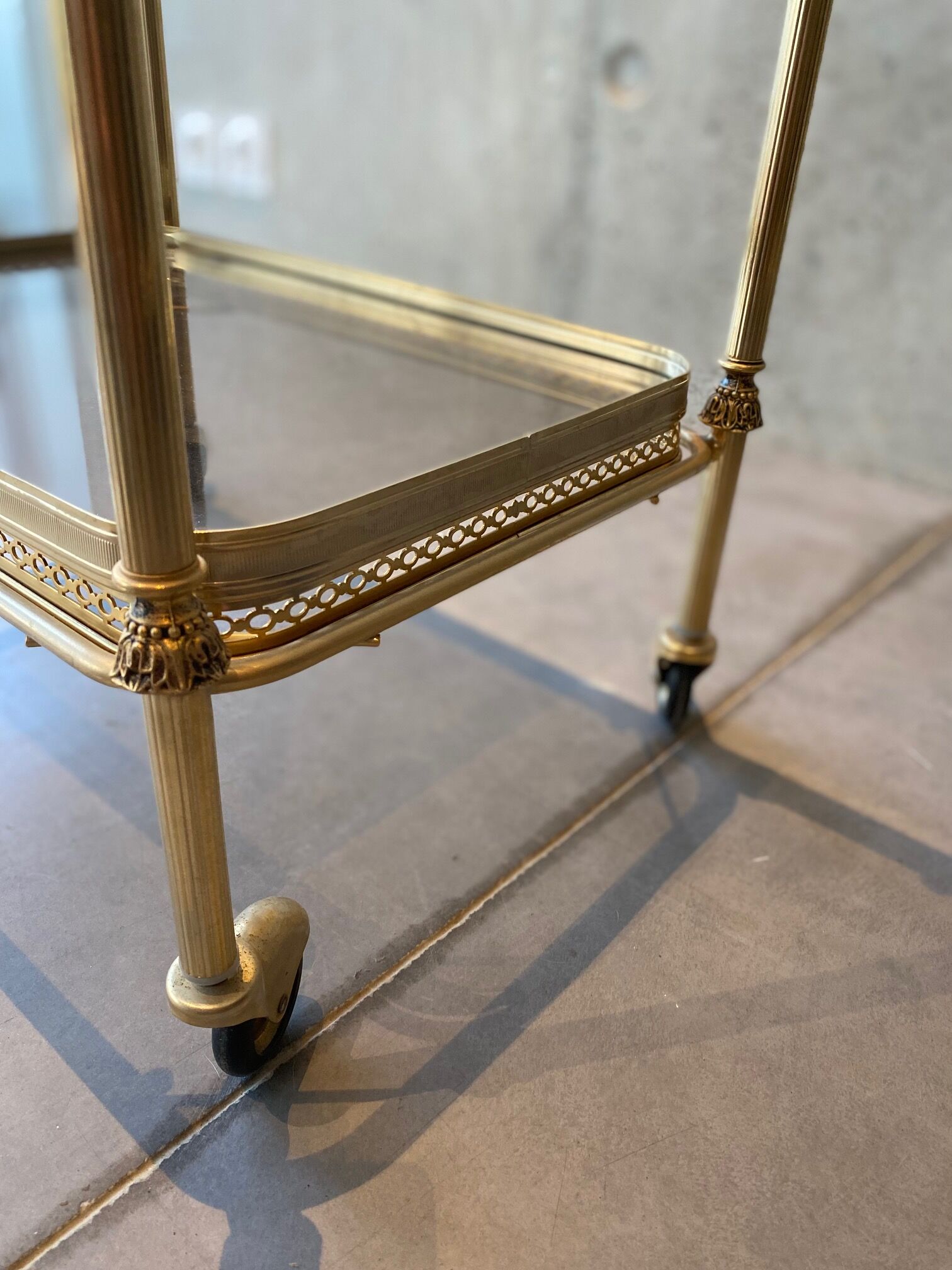 Gilded brass table and glass