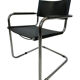 Set of 6 bauhaus cantilever chairs black leather and chrome design