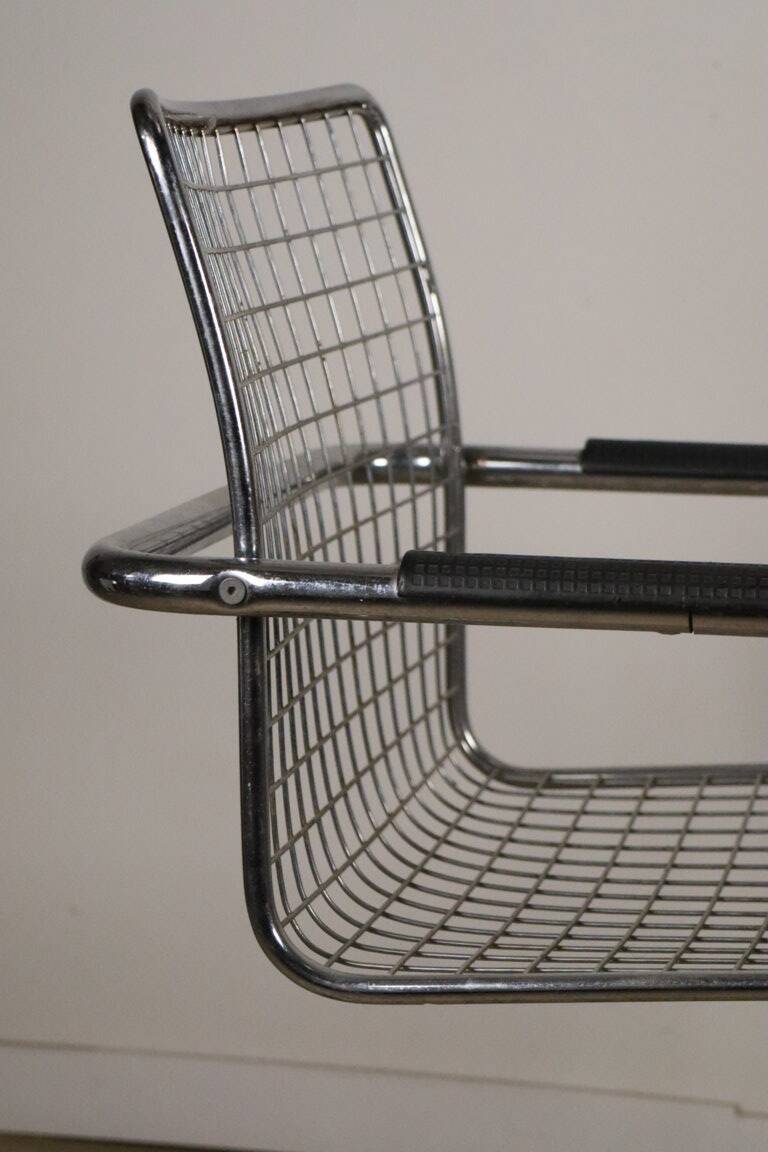 Pair of vintage chrome metal armchairs, 1970