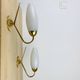 Pair of opaline brass wall lights from the 50s, Arlus, Lunel