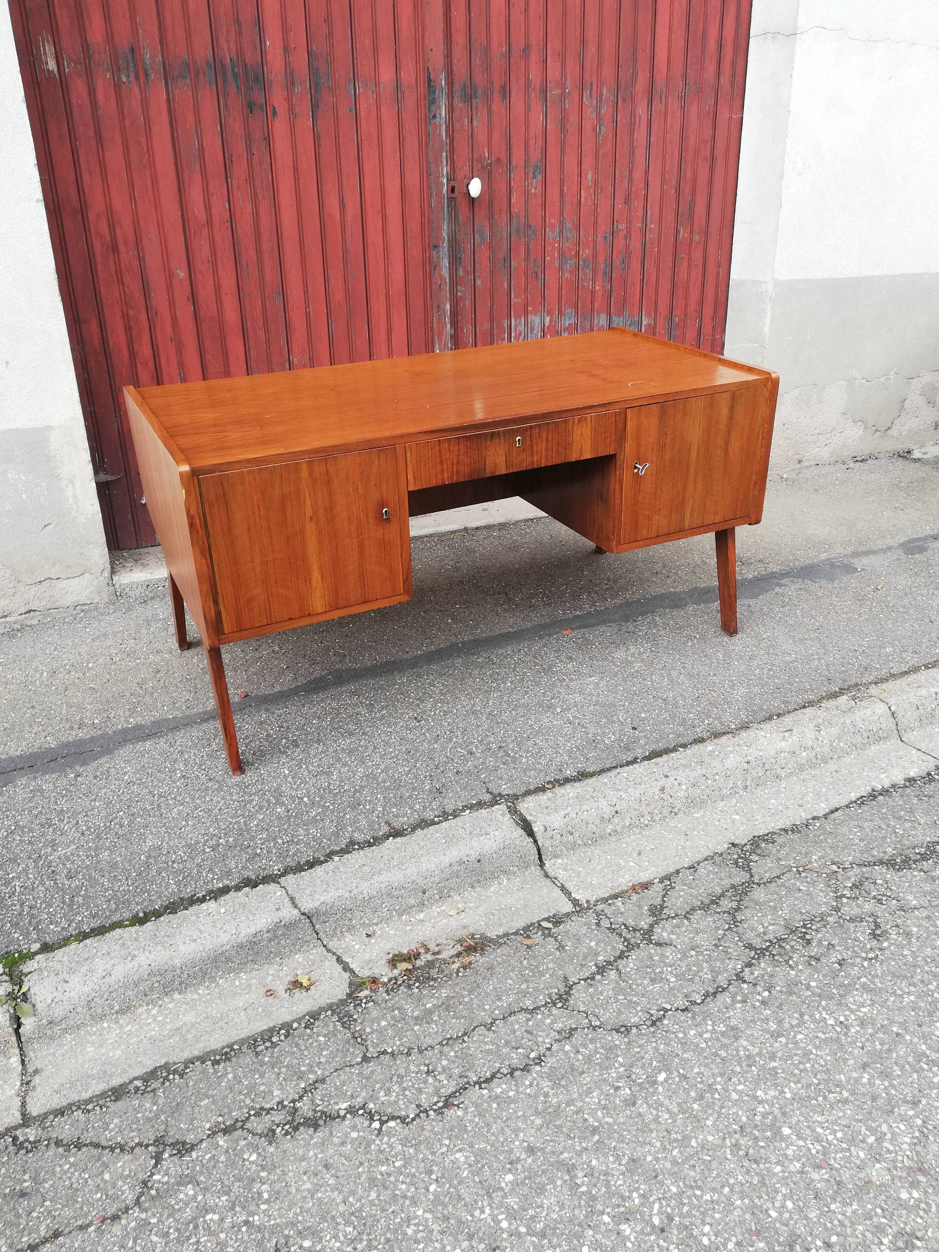 Vintage desk 2 doors 1 drawer compass feet