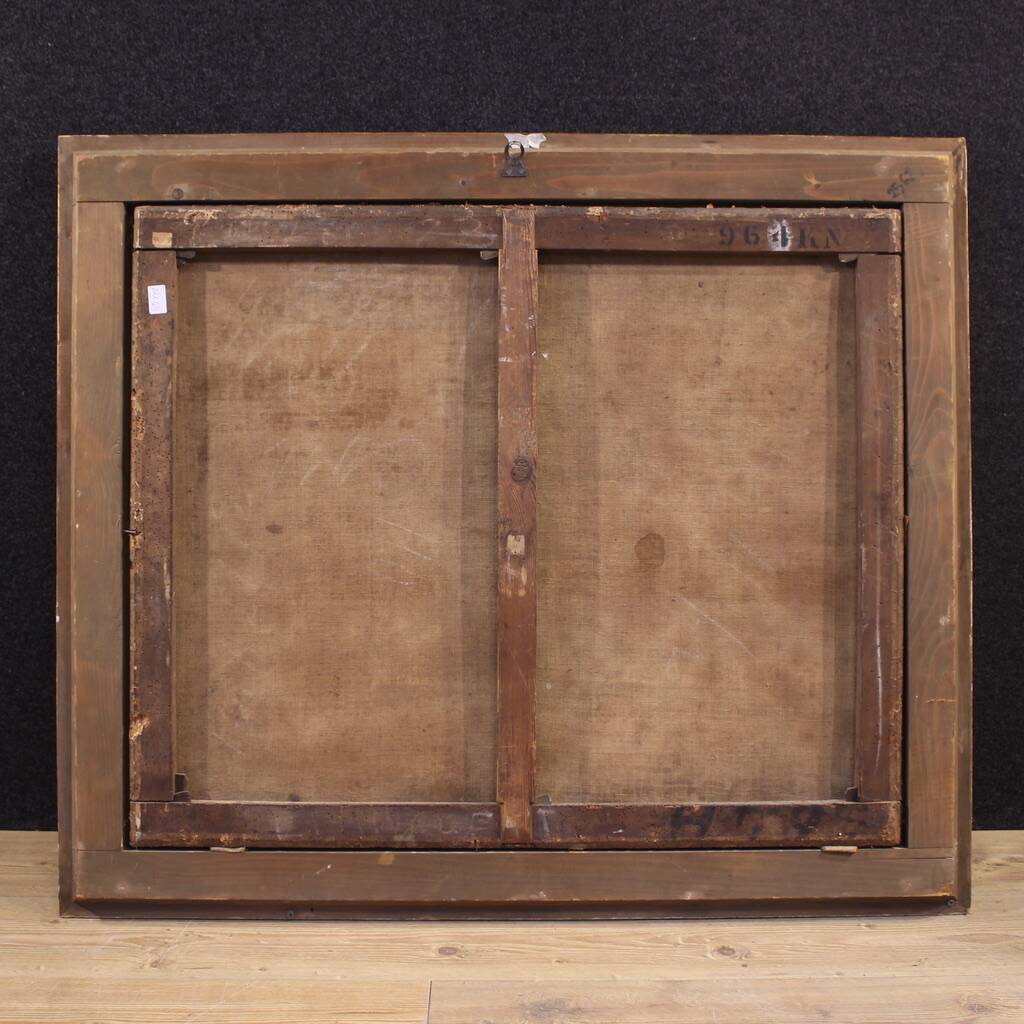 Peinture italienne antique d'une scène de chasse au cerf du XVIIIe siècle