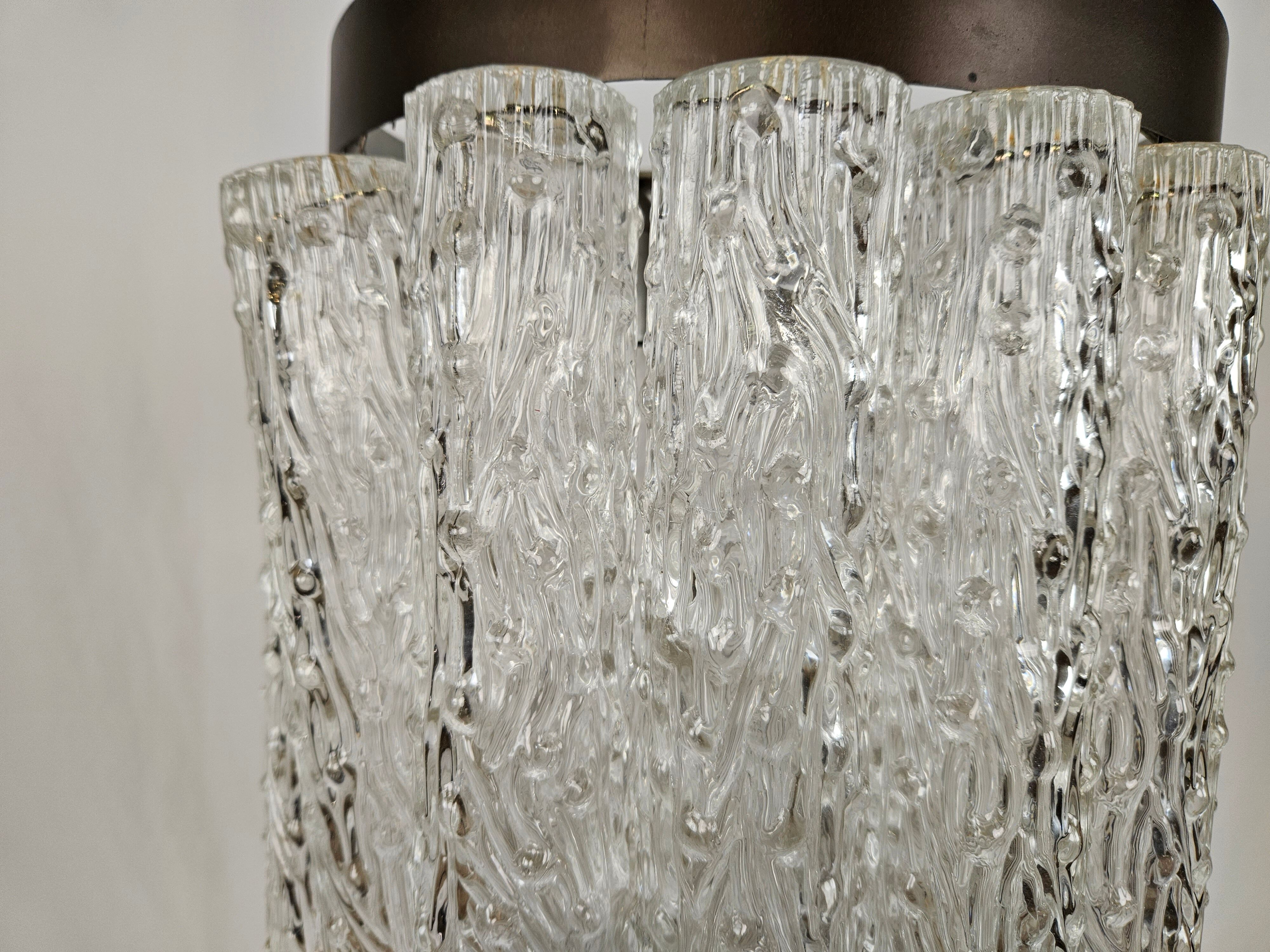 Murano glass chandelier with 14 tubular pendants