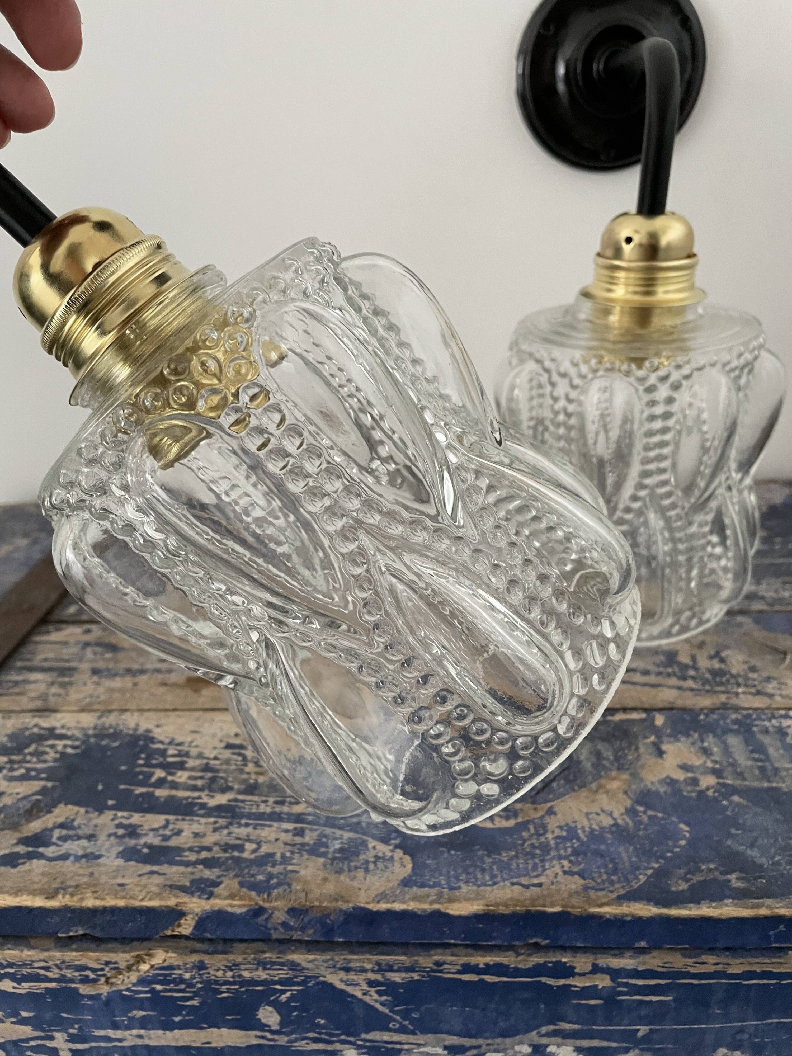 Pair of vintage bubbled glass wall lights