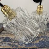 Pair of vintage bubbled glass wall lights