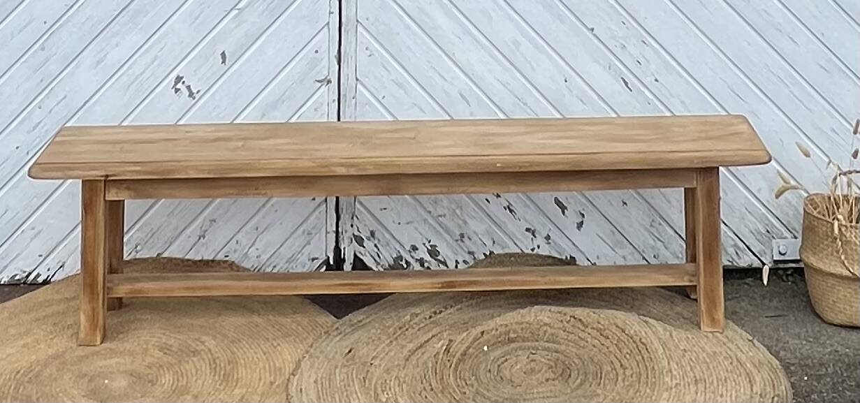 Banc de ferme ancien en bois massif brut 1m90