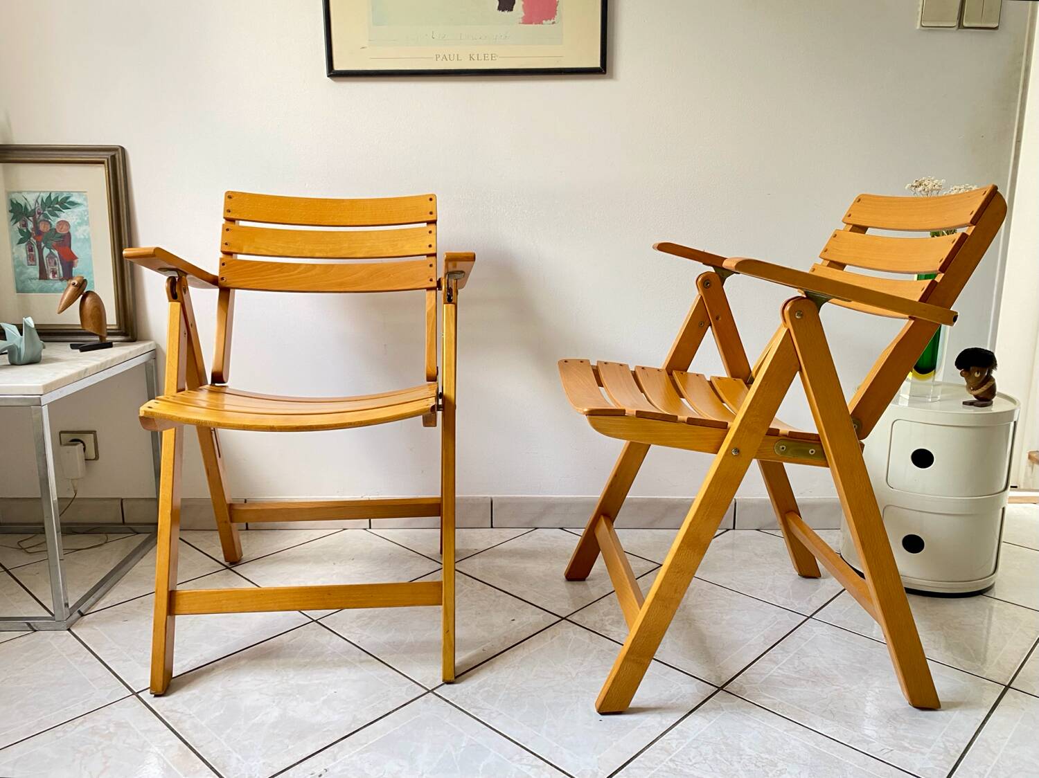 Pair of Clairitex France vintage garden armchairs from the 70s, solid wood