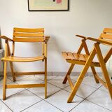 Pair of Clairitex France vintage garden armchairs from the 70s, solid wood