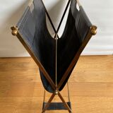 Leather and gilded brass magazine holder