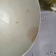 Old Bowl in Earthenware with Flower Decoration Marked underneath M