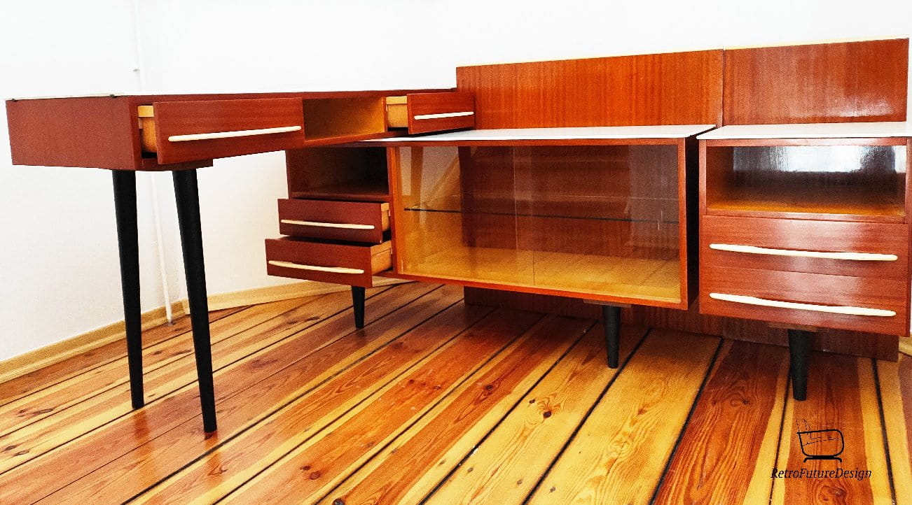 Modular set chest of drawers, desk, cabinet proj. M. Pozar for Up Zavody 1960
