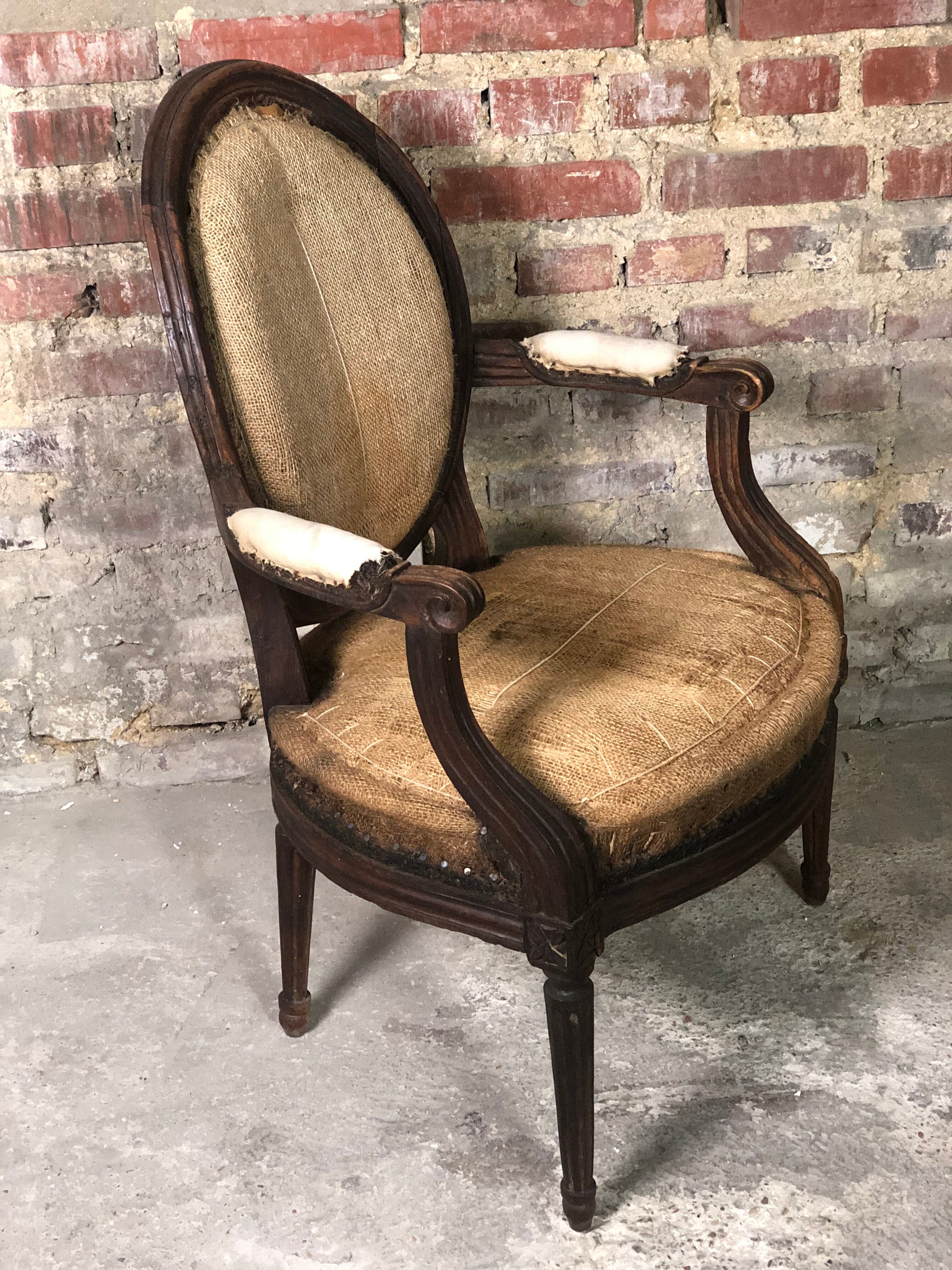 Louis XVI period medallion armchair