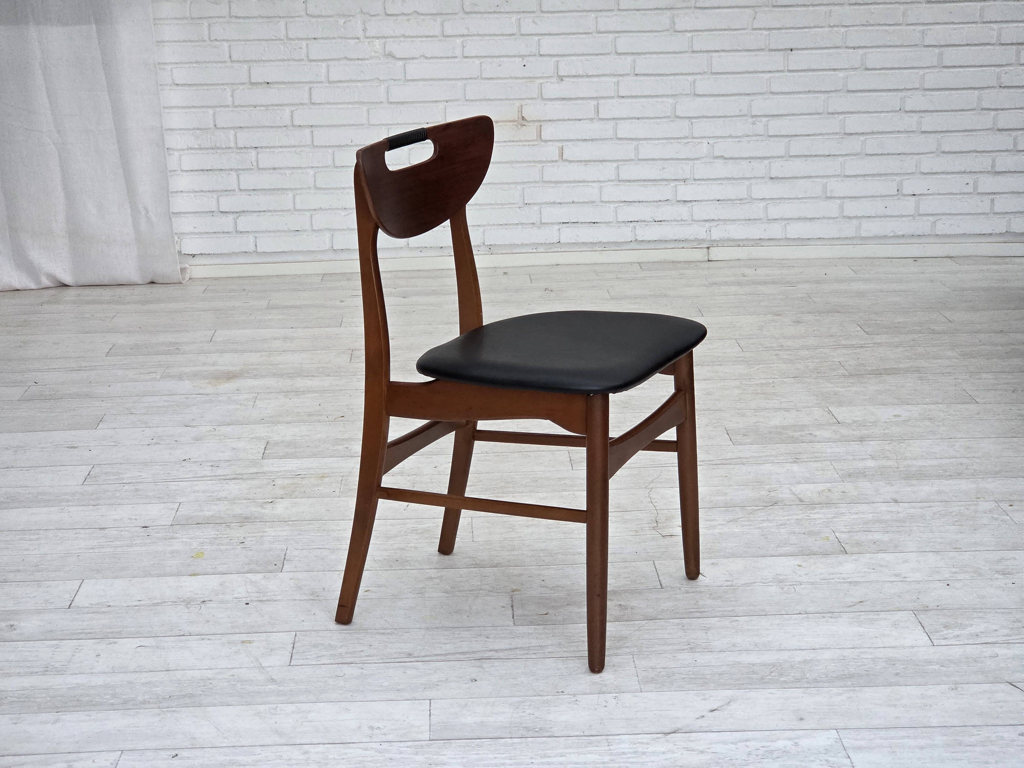 1960s, Danish design, set of 4 reupholstered dining chairs.