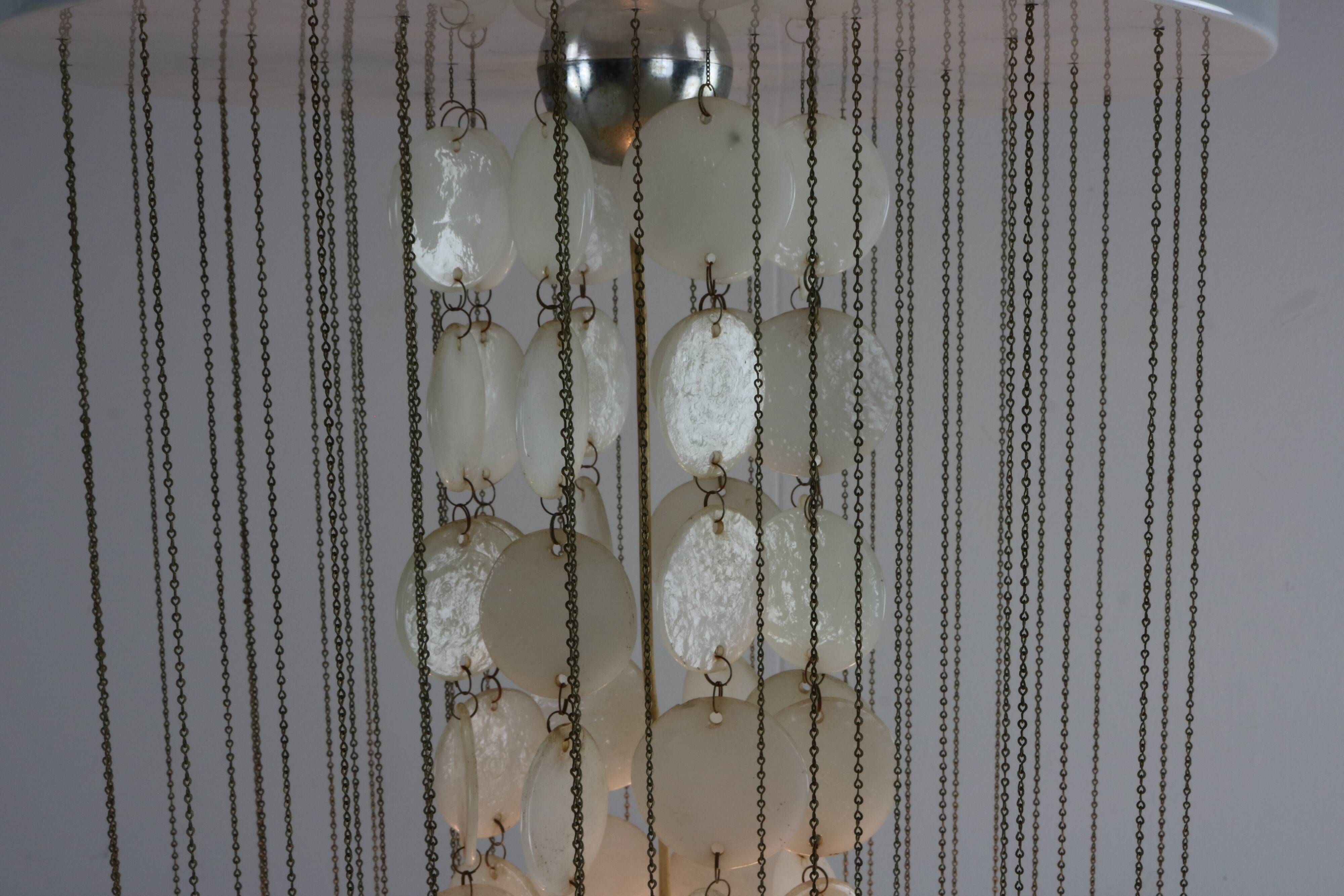 Sixties ceiling lamp with small ceramic shells