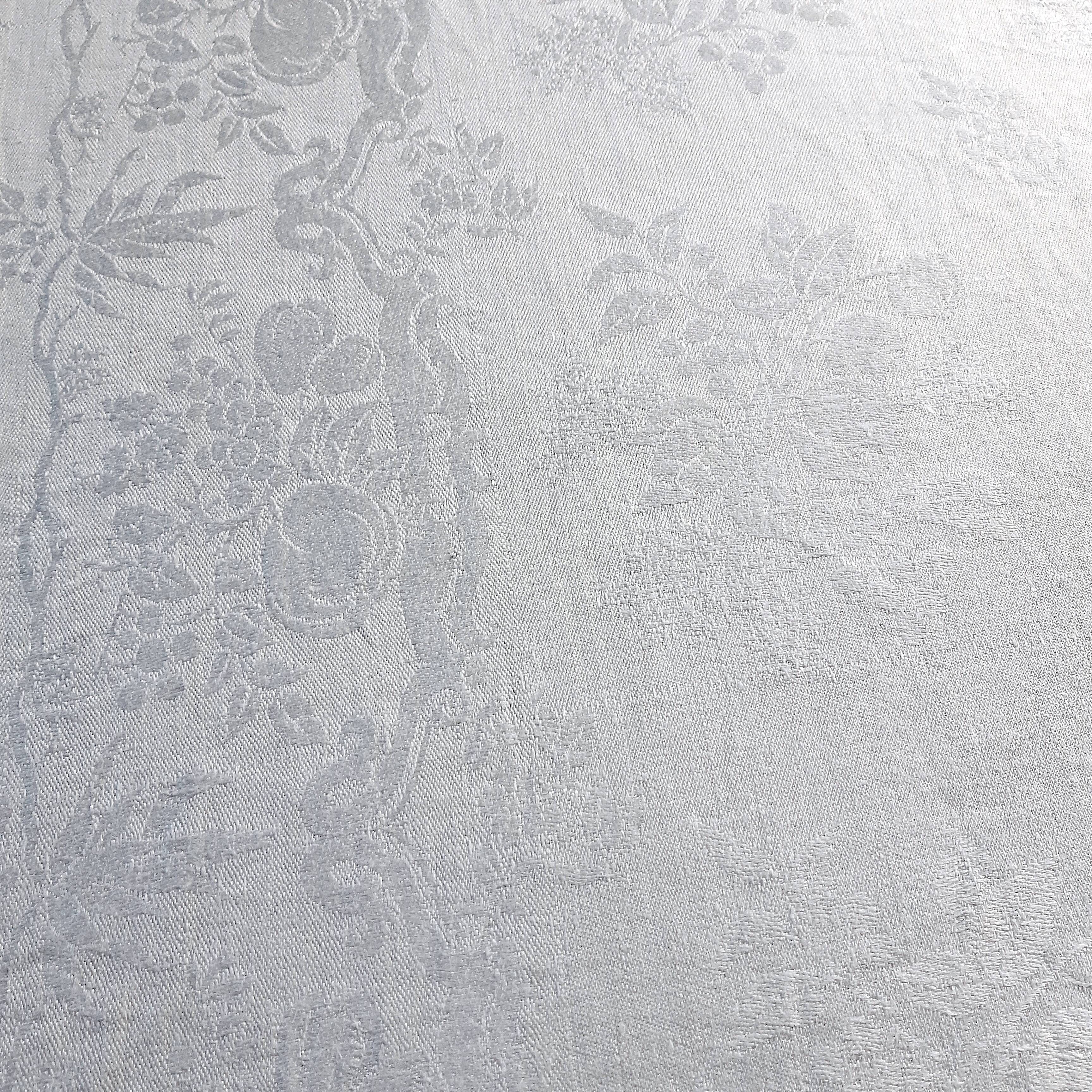 Old damask tablecloth with floral decorations 1.73 x 2.15 m
