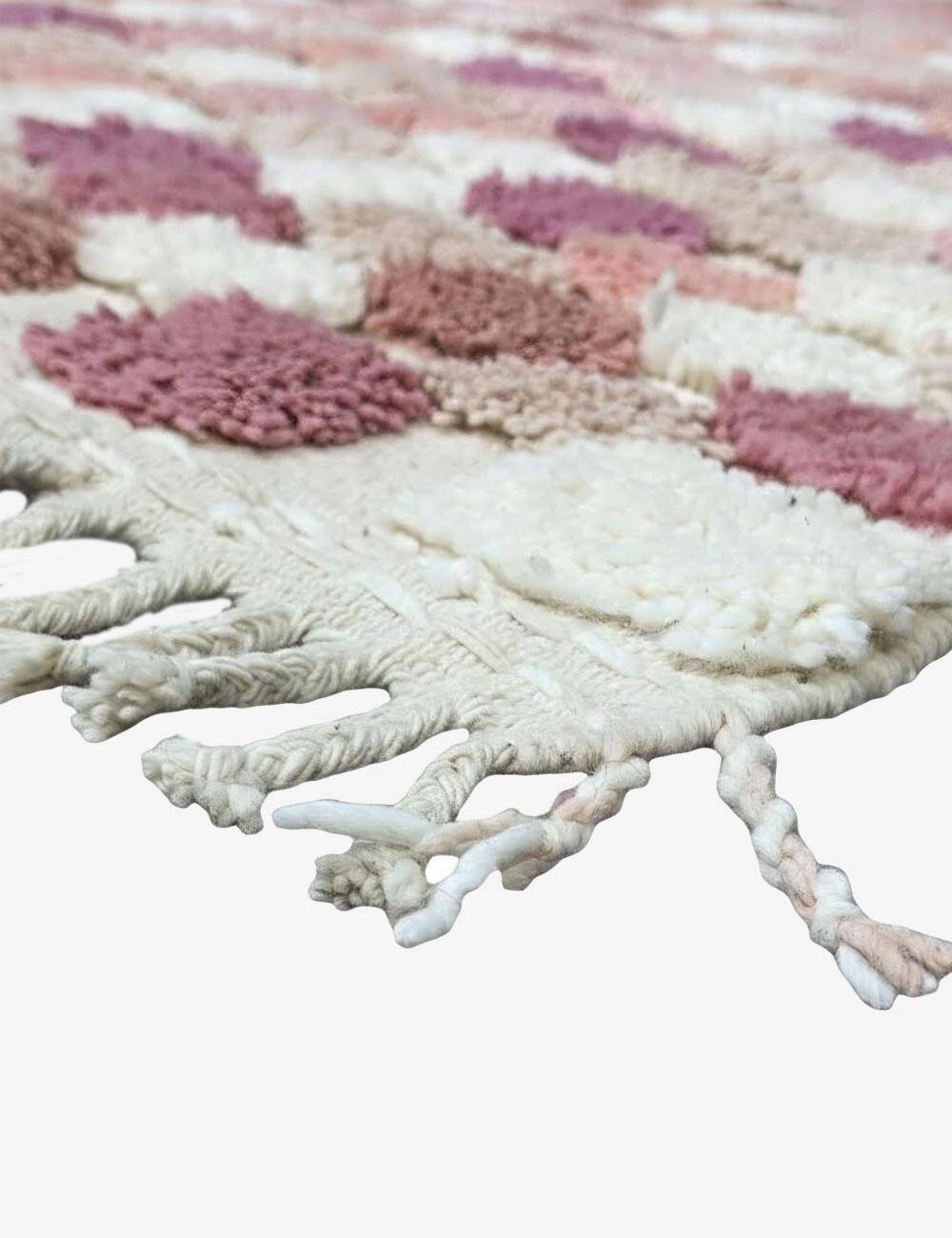 Tapis Berbère Rose à Damier texturé - 287 x 245 cm