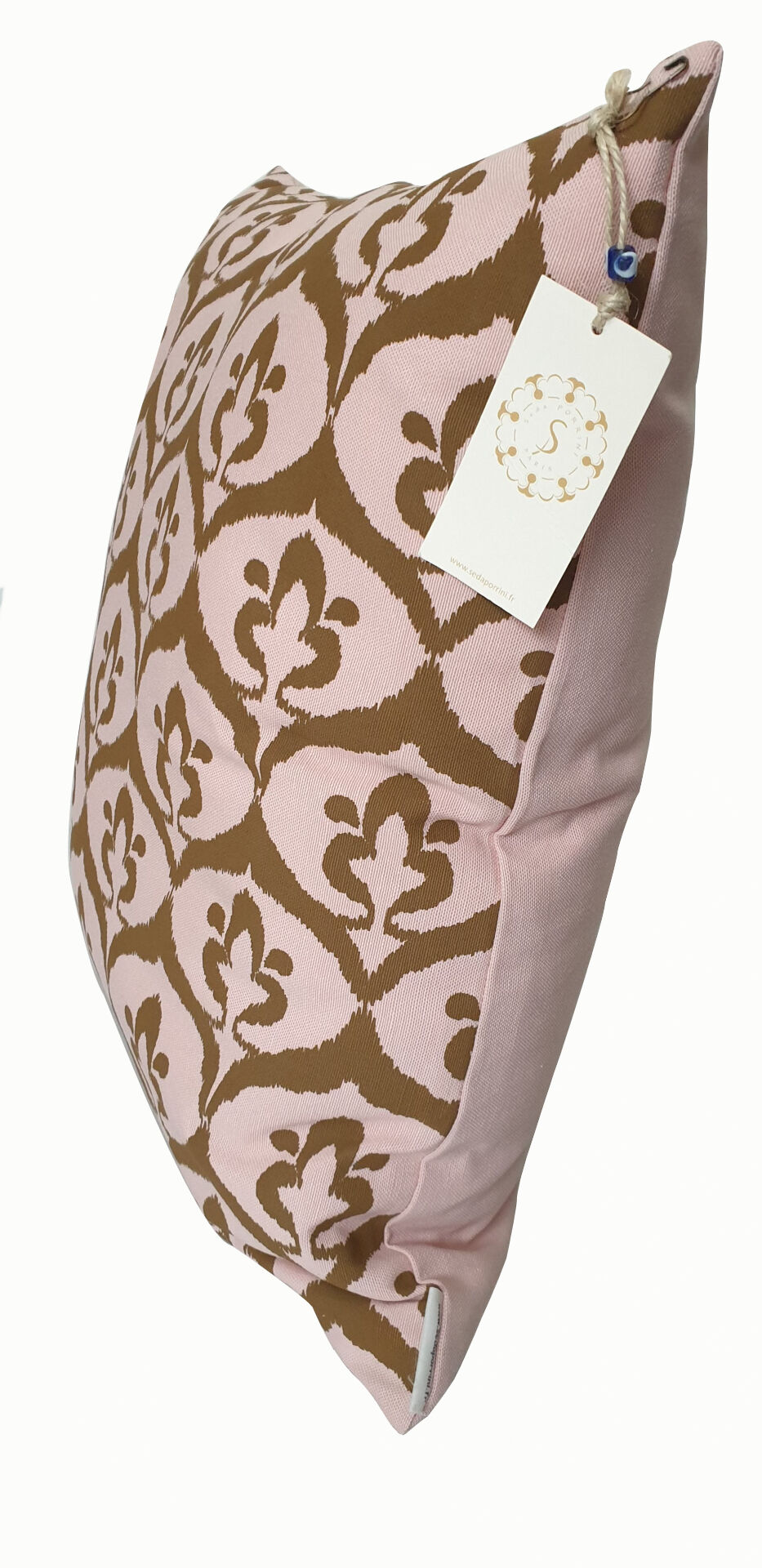 Ottoman cushion cover style pink ikat, olive - 50 x 50